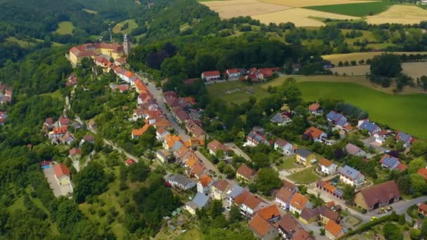 Pemandangan Udara Desa Dan Istana Schloss Bartenstein Jerman Pada Hari — Stok Video