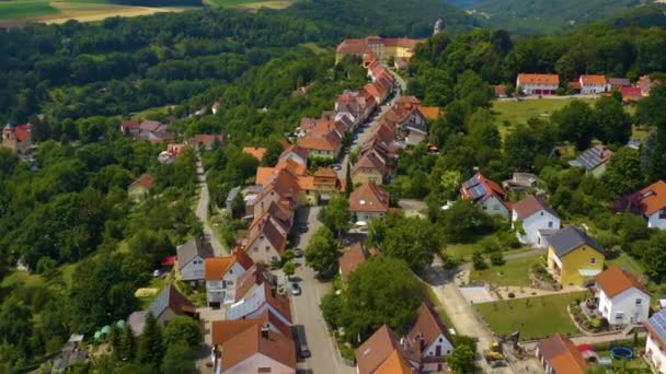 Letecký Pohled Obec Palác Schloss Bartenstein Německu Jaře Slunečný Den — Stock video