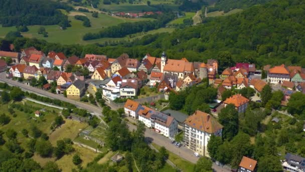 Vista Aérea Del Pueblo Castillo Langenburg Alemania — Vídeo de stock