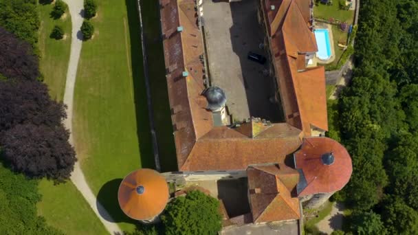 德国兰根堡村庄和城堡的空中景观 — 图库视频影像