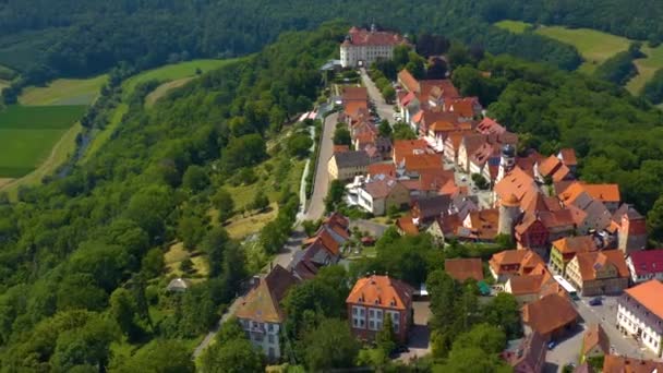 Luftaufnahme Des Dorfes Und Der Burg Langenburg Deutschland — Stockvideo