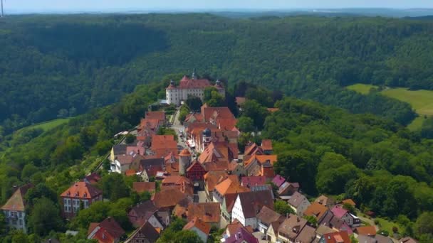 Vista Aérea Del Pueblo Castillo Langenburg Alemania — Vídeo de stock