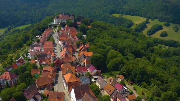 Vista Aérea Aldeia Castelo Langenburg Alemanha — Vídeo de Stock