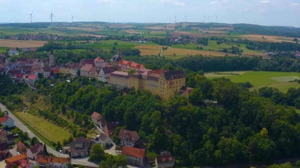 Luftfoto Landsbyen Slottet Kirchberg Der Jagst Tyskland Solrig Dag – Stock-video