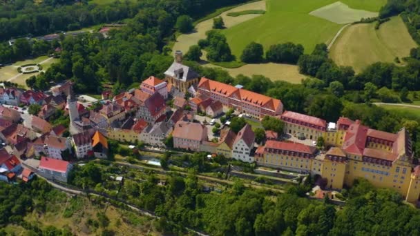 Αεροφωτογραφία Του Χωριού Και Του Κάστρου Kirchberg Der Jagst Στη — Αρχείο Βίντεο
