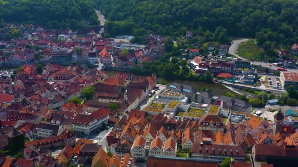 Letecký Pohled Město Schwaebisch Hall Německu Slunečného Dne — Stock video