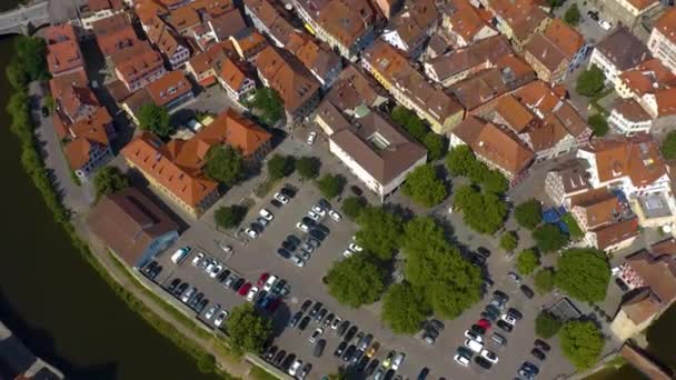 Повітряний Вид Міста Швабіш Хол Німеччині Сонячний День — стокове відео