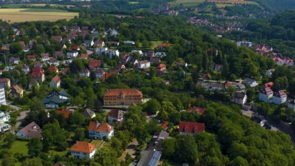 Widok Lotu Ptaka Miasto Schwaebisch Hall Niemczech Słoneczny Dzień — Wideo stockowe