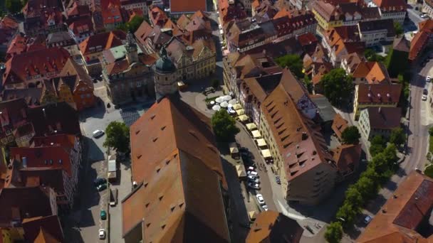 Widok Lotu Ptaka Miasto Schwaebisch Hall Niemczech Słoneczny Dzień — Wideo stockowe