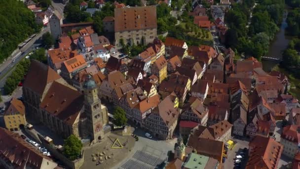 Flygfoto Över Staden Schwaebisch Hall Tyskland Solig Dag — Stockvideo