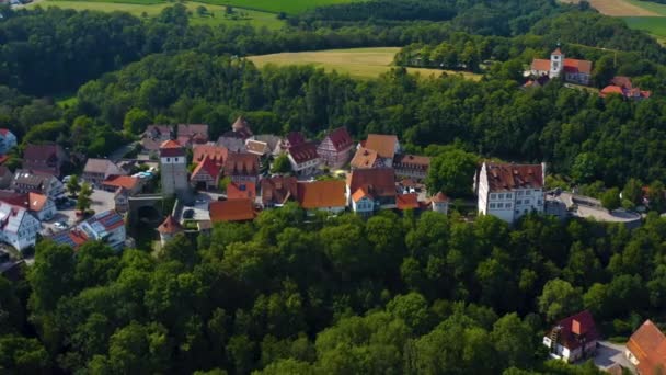 Vista Aérea Aldeia Castelo Vellberg Alemanha Dia Ensolarado Primavera — Vídeo de Stock