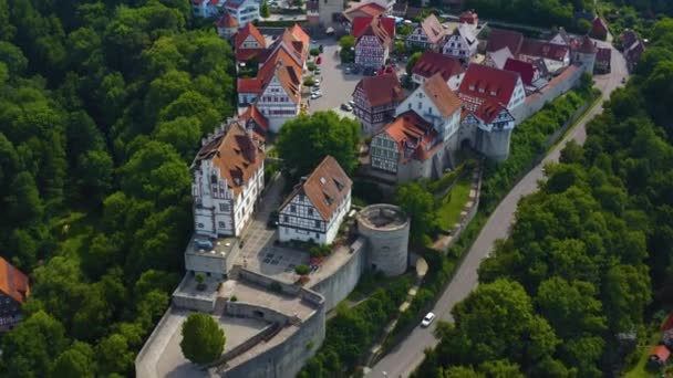 Veduta Aerea Del Villaggio Del Castello Vellberg Germania Una Giornata — Video Stock