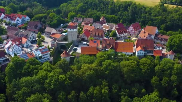 Vista Aérea Aldeia Castelo Vellberg Alemanha Dia Ensolarado Primavera — Vídeo de Stock