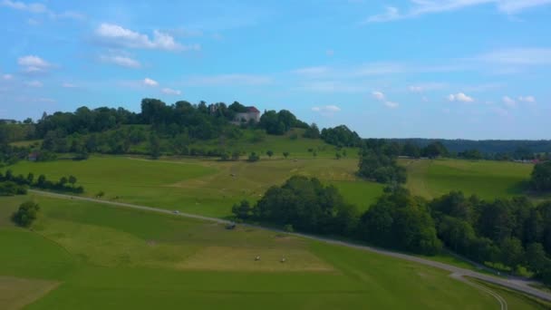 Aerial View Castle Tannenburg Germany Sunny Day Spring — Stock Video