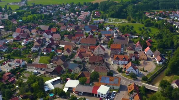 Flygfoto Över Byn Buehlertann Tyskland Solig Dag Våren — Stockvideo