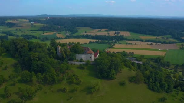 Αεροφωτογραφία Του Κάστρου Tannenburg Στη Γερμανία Μια Ηλιόλουστη Μέρα Την — Αρχείο Βίντεο