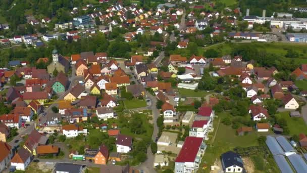 Vista Aérea Aldeia Buehlertann Alemanha Dia Ensolarado Primavera — Vídeo de Stock