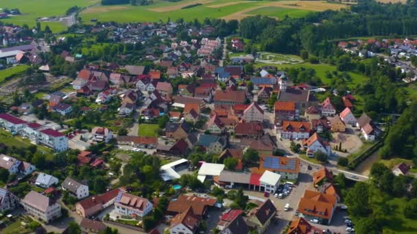 Αεροφωτογραφία Του Χωριού Buehlertann Στη Γερμανία Την Ηλιόλουστη Μέρα Την — Αρχείο Βίντεο