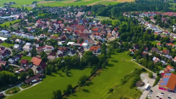 Vista Aérea Aldea Buehlertann Alemania Día Soleado Primavera — Vídeos de Stock