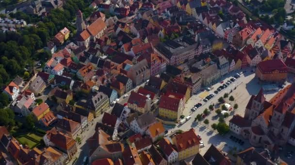 Aerial View City Ellwangen Germany Sunny Day Spring — Stock Video
