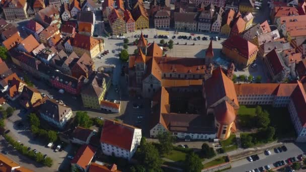 Widok Powietrza Wokół Miasta Ellwangen Niemczech Słoneczny Dzień Wiosną — Wideo stockowe