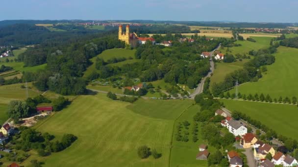 Aerial View City Ellwangen Germany Sunny Day Spring — Stock Video