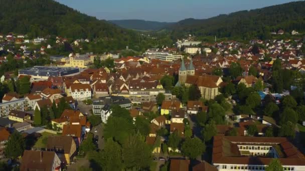 Luchtfoto Van Stad Murrhardt Duitsland Een Zonnige Dag Het Voorjaar — Stockvideo