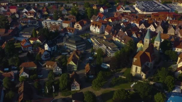 Vista Aérea Ciudad Murrhardt Alemania Día Soleado Primavera — Vídeos de Stock