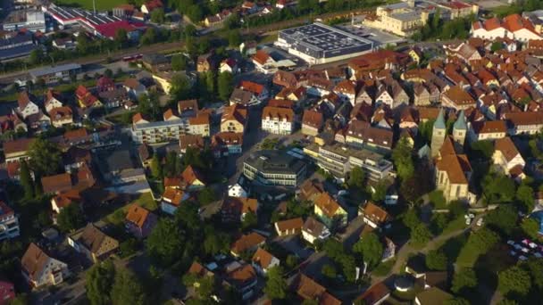 Letecký Pohled Město Murrhardt Německu Slunečného Jarního Dne — Stock video