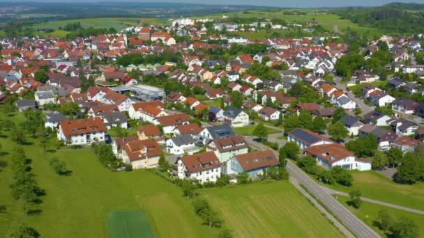 Luchtfoto Van Heimsheim Duitsland Camera Pannen Recht Langs Stad — Stockvideo