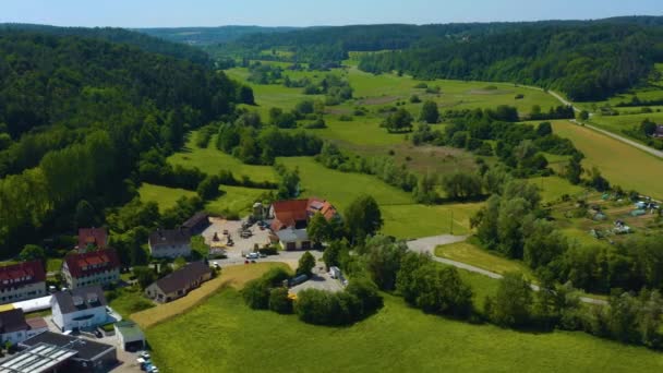 Vue Aérienne Daetzingen Allemagne Casseroles Caméra Droite Des Champs Ville — Video