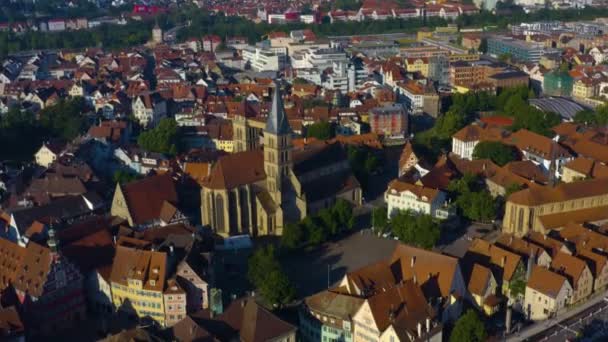 Zdjęcie Starej Części Miasta Esslingen Niemczech Wczesny Słoneczny Poranek Wiosną — Wideo stockowe