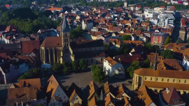 Zdjęcie Starej Części Miasta Esslingen Niemczech Wczesny Słoneczny Poranek Wiosną — Wideo stockowe