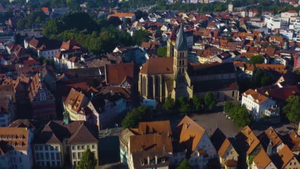 Aerial Parte Velha Cidade Esslingen Alemanha Uma Manhã Ensolarada Primavera — Vídeo de Stock