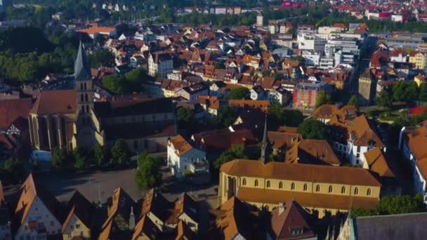 Zdjęcie Starej Części Miasta Esslingen Niemczech Wczesny Słoneczny Poranek Wiosną — Wideo stockowe