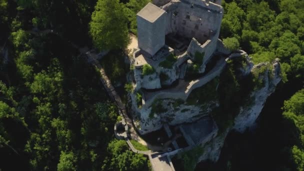 德国罗森斯坦城堡的空中景观 — 图库视频影像