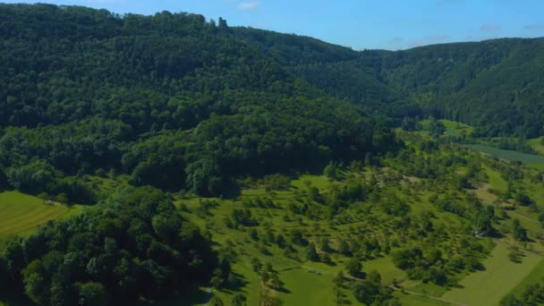 Almanya Daki Neidlingen Köyünün Havadan Görüntüsü — Stok video