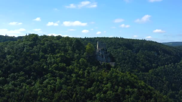 Vista Aérea Castelo Reussenstein Alemanha — Vídeo de Stock