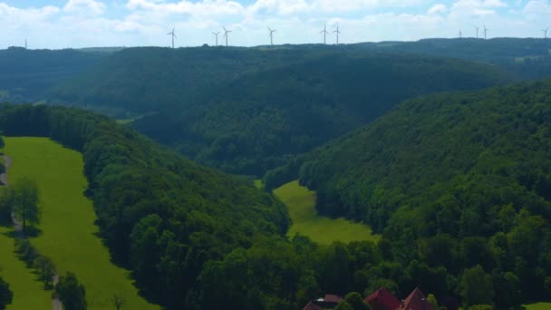 Vzduch Pohoří Schwabisch Oddálit Druhé Strany Údolí — Stock video