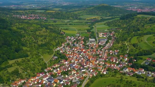 Aerial Neidlingen Germany Very Wide View Pan Left — Stock Video