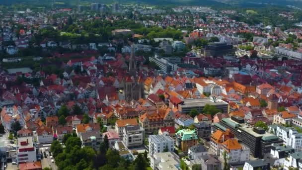 Veduta Aerea Della Città Reutlingen Germania Una Giornata Sole Primavera — Video Stock