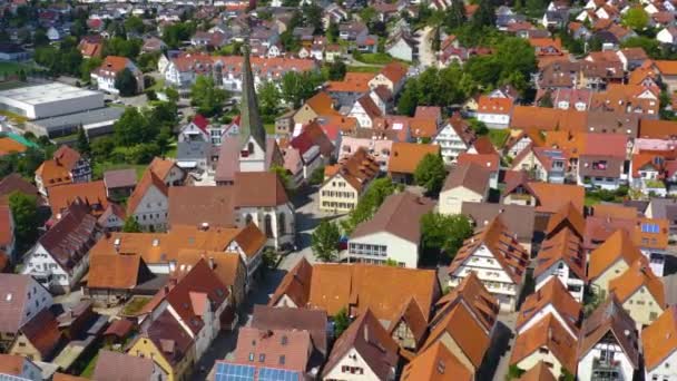 Повітряний Вид Село Айхталь Німеччині Весняний Сонячний День — стокове відео