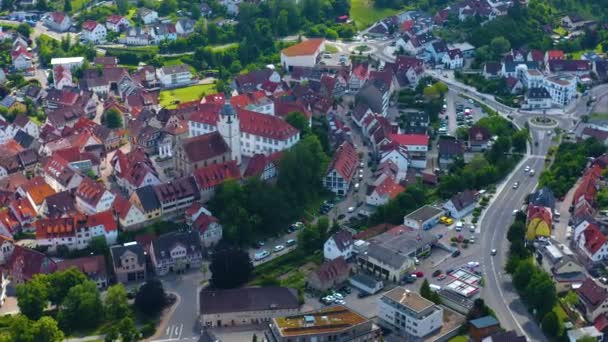 Aereo Del Villaggio Waldenbuch Germania Una Giornata Sole Primavera — Video Stock