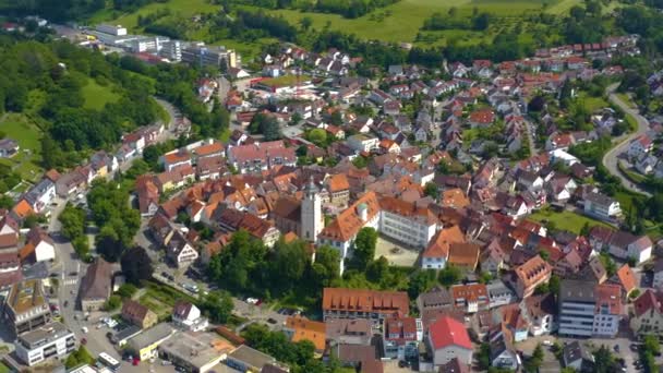 Aérea Aldea Waldenbuch Alemania Día Soleado Primavera — Vídeos de Stock