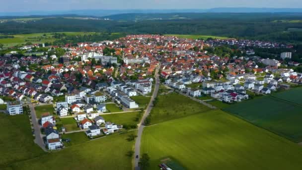 Widok Powietrza Schoenaich Niemczech Bardzo Szeroki Widok Okrągłą Patelnią Lewo — Wideo stockowe
