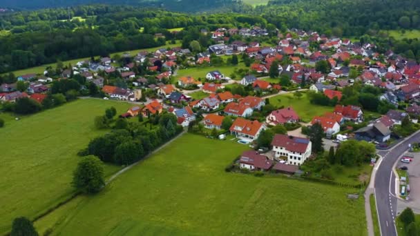 Letecký Pohled Schoenaich Německu Velmi Široký Pohled Kulatou Skořepinou Vlevo — Stock video