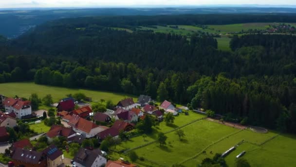 Vue Aérienne Oberlengenhardt Allemagne Caméra Tourne Gauche Avec Village Apparaissant — Video