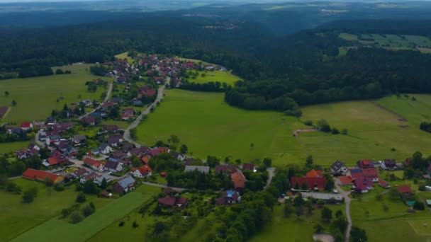 Aerial View Oberlengenhardt Germany Camera Zooms Tilts View Village Surrounding — Stock Video