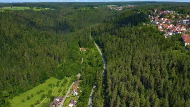 Vista Aérea Zavelstein Bad Teinach Abaixo Vale Alemanha Dia Ensolarado — Vídeo de Stock