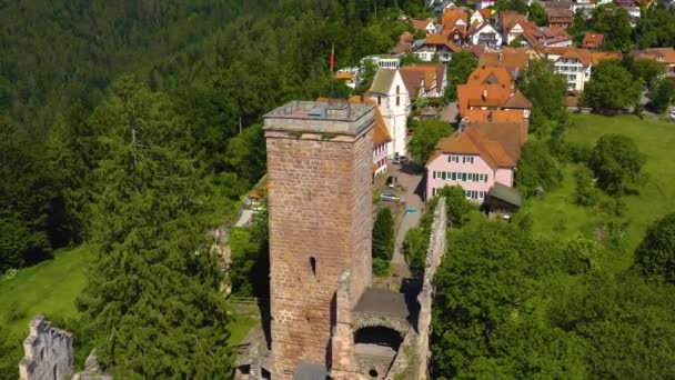 Luchtfoto Van Zavelstein Bad Teinach Beneden Een Dal Duitsland Een — Stockvideo